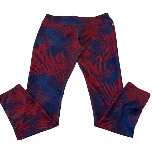 BCG HIGH-RISE FULL-LENGTH LEGGINGS, WOMENS, L, RED & NAVY BLUE ABSTRACT PATTERN - Picture 5 of 8